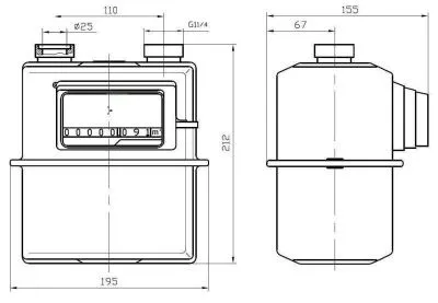 Газовый счетчик объемный диафрагменный СГД G4 правый (1 1/4) 110мм