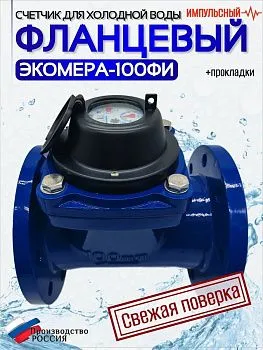 Счетчик воды ЭКОМЕРА-100Ф Холодный Фланцевый Импульсный