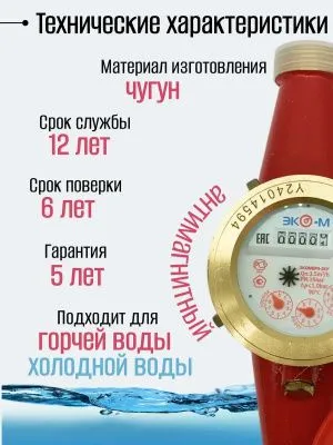 Счетчики воды ЭКОМЕРА 25Ч Универсальный (Чугун)