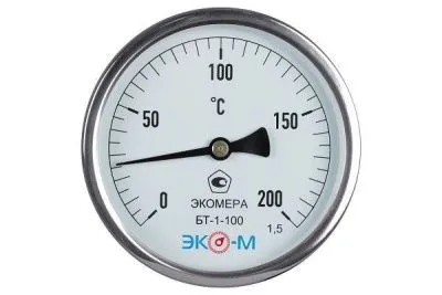 Термометр биметаллический ЭКОМЕРА БТ-1-100, 0-200С, L=60 радиальный