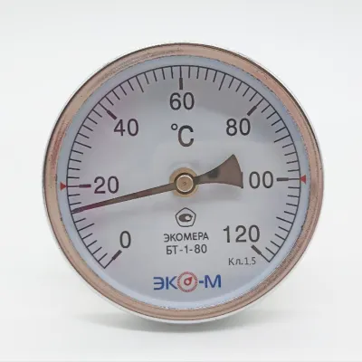 Термометр биметаллический ЭКОМЕРА БТ-1-80, 0-120С, L=80