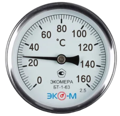 Термометр биметаллический ЭКОМЕРА БТ-1-63, 0-160С, L=40