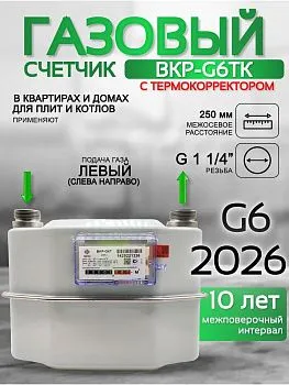 Счетчик газа ВКР G-6Т левый