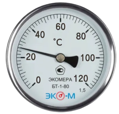 Термометр биметаллический ЭКОМЕРА БТ-1-80, 0-120С, L=80