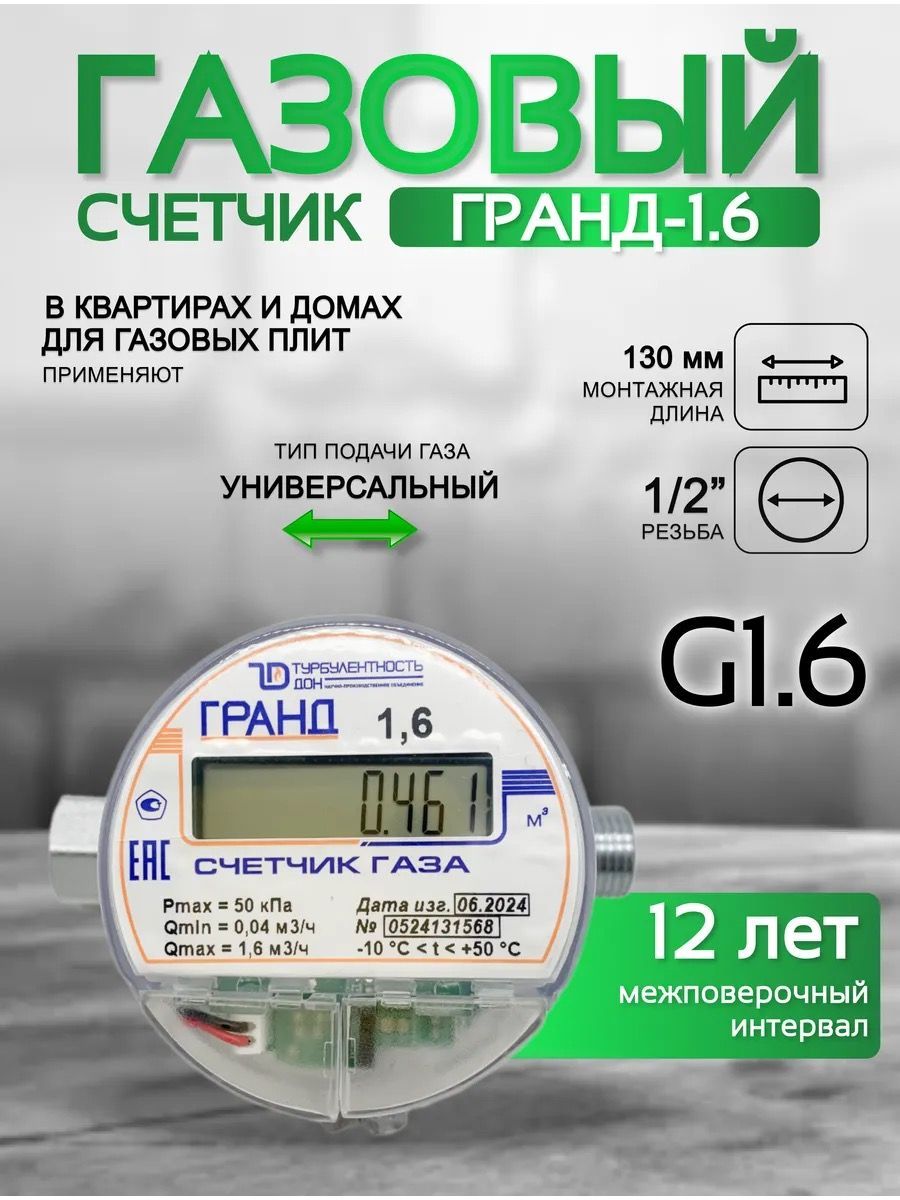 Счетчик газа ГРАНД 1.6 м3 