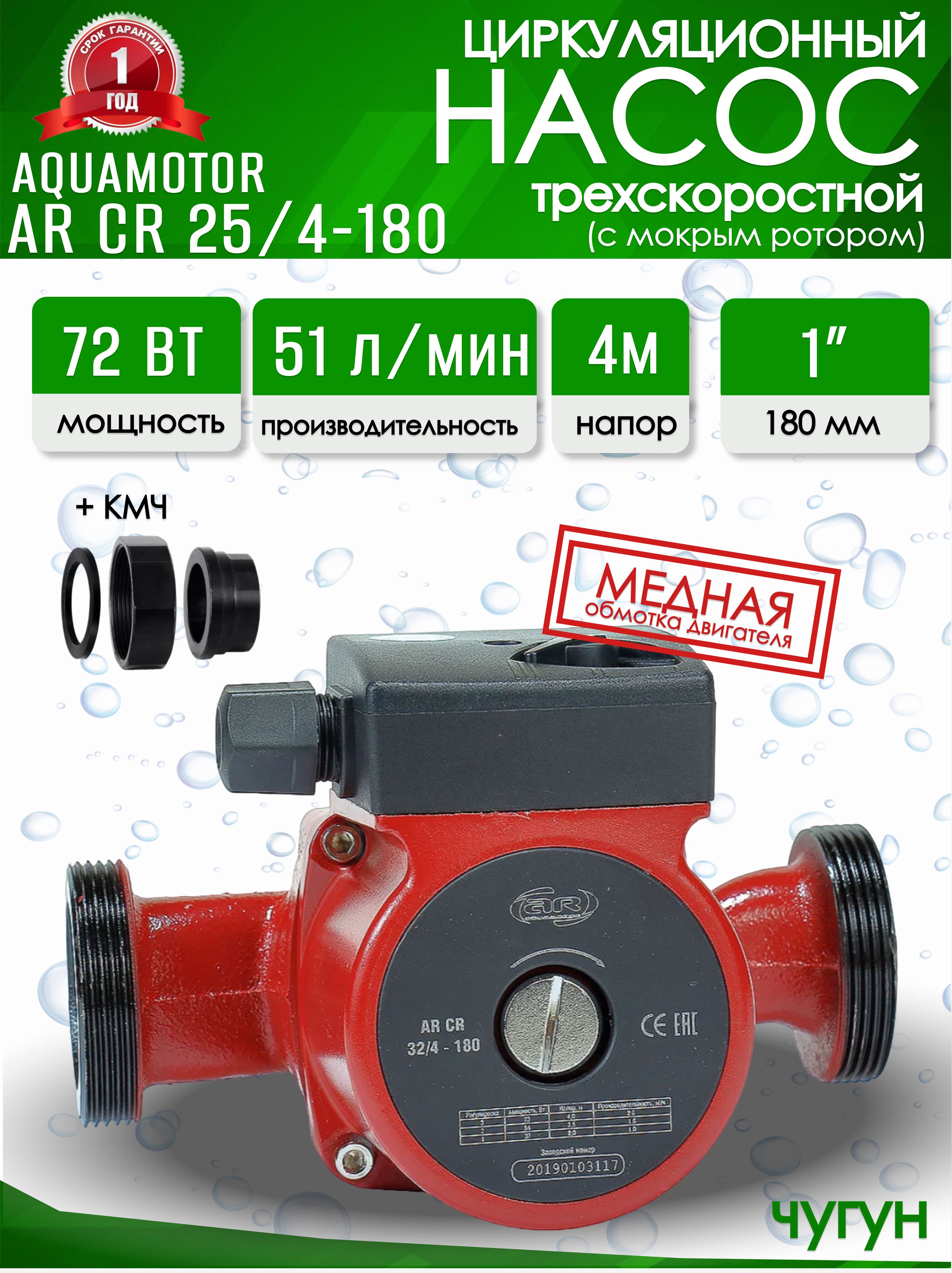 Насос циркуляционный Aquamotor  25/4-180
