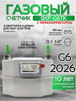 Счетчик газа ВКР G-6Т левый