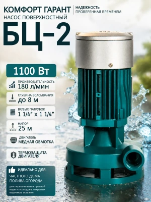 Вертикальный насос ГАРАНТ БЦ-2 (1) 1100Вт (КОМФОРТ-GF) (10,8 м3/ч, макс 25 м) насос от магазина счетчики-юг
